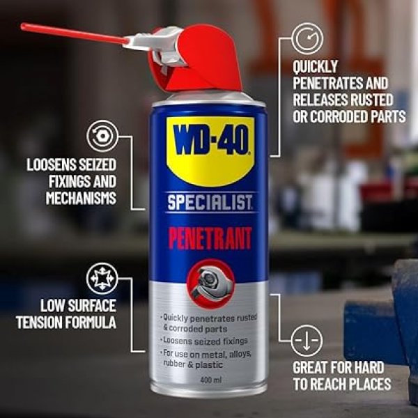 WD-40 Specialist Penetrant Spray - Professional-Grade Lubrication for Mechanics and Industrial Applications - 400ml - Rust-Busting White Formula