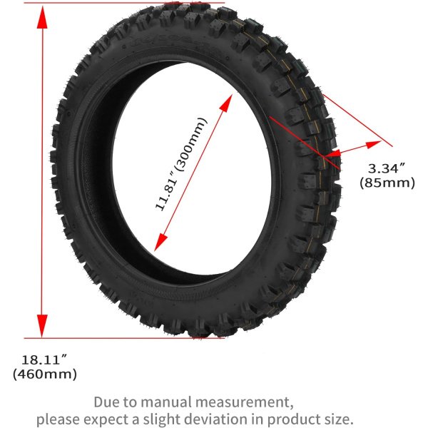 WEIYINGSI 80/100-12 3.00-12 Tire and Inner Tube for 90cc 110cc 125cc SSR CRF XR70 CR60R KLX110 KX60 DRZ DS80 JR80 PW80 TTR90 YZ60 65SX Pit Dirt Bike